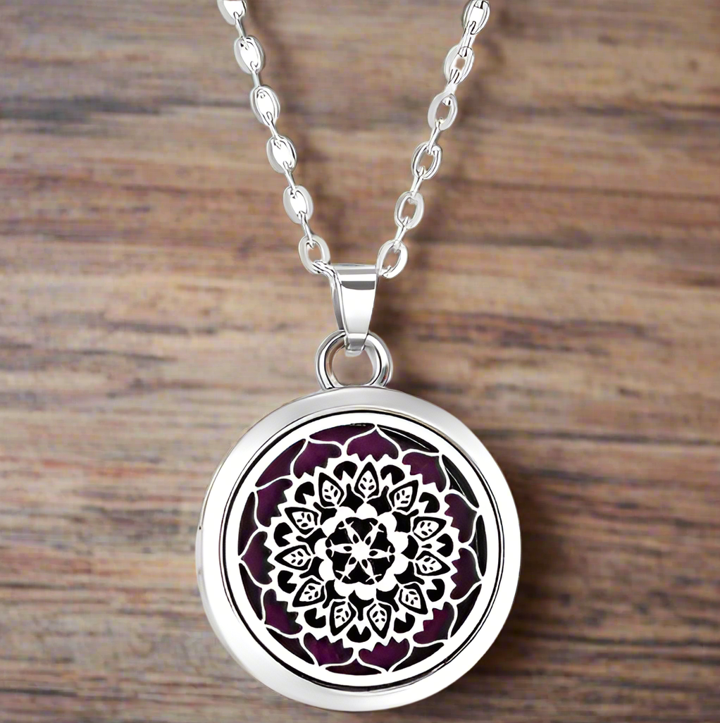 Aromatherapy Round Pendant Necklace with 10pcs Pads