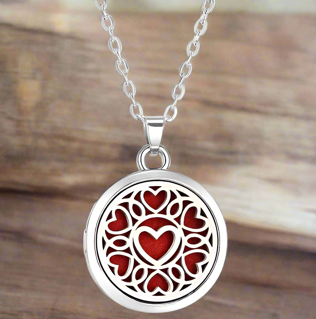 Aromatherapy Round Pendant Necklace with 10pcs Pads