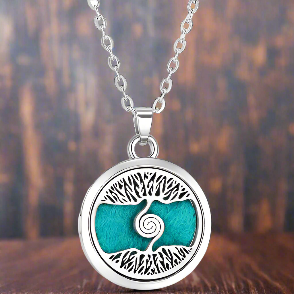 Aromatherapy Round Pendant Necklace with 10pcs Pads