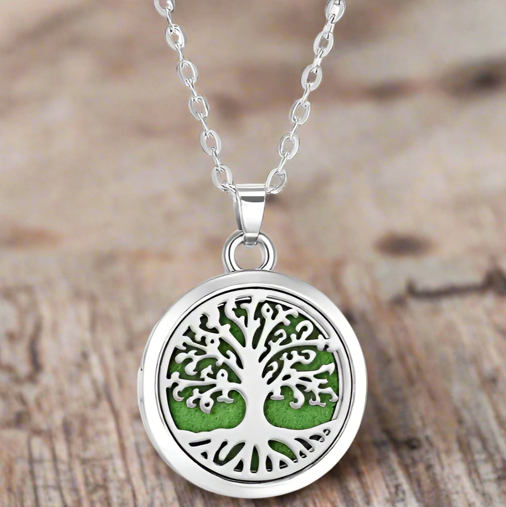 Aromatherapy Round Pendant Necklace with 10pcs Pads