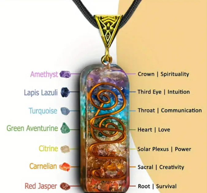 Handmade 7 Chakra Stone Necklace – Colourful Semi-Precious Beads for Balance & Energy
