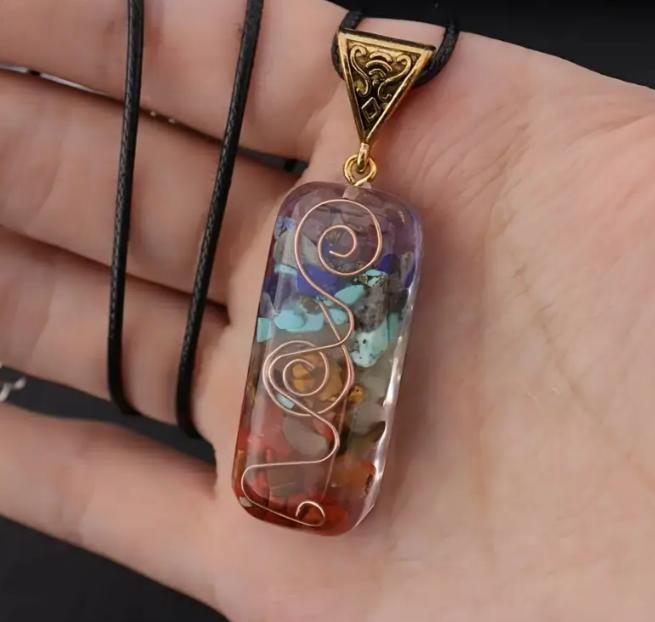 Handmade 7 Chakra Stone Necklace – Colourful Semi-Precious Beads for Balance & Energy