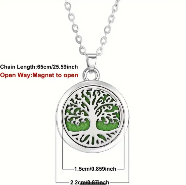 Aromatherapy Round Pendant Necklace with 10pcs Pads