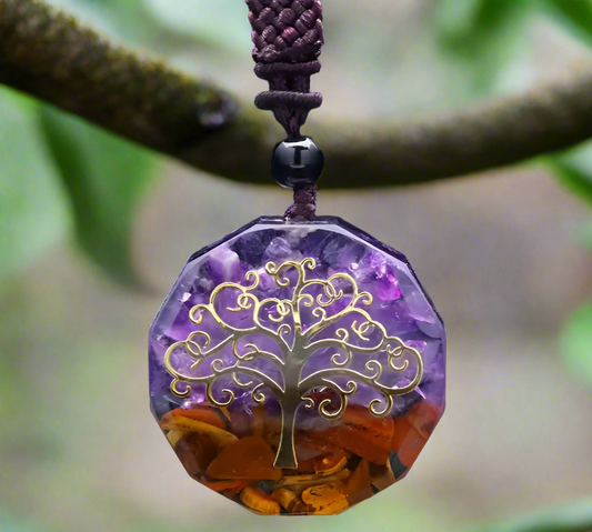 Tree of Life Amethyst Orgone Pendant Necklace